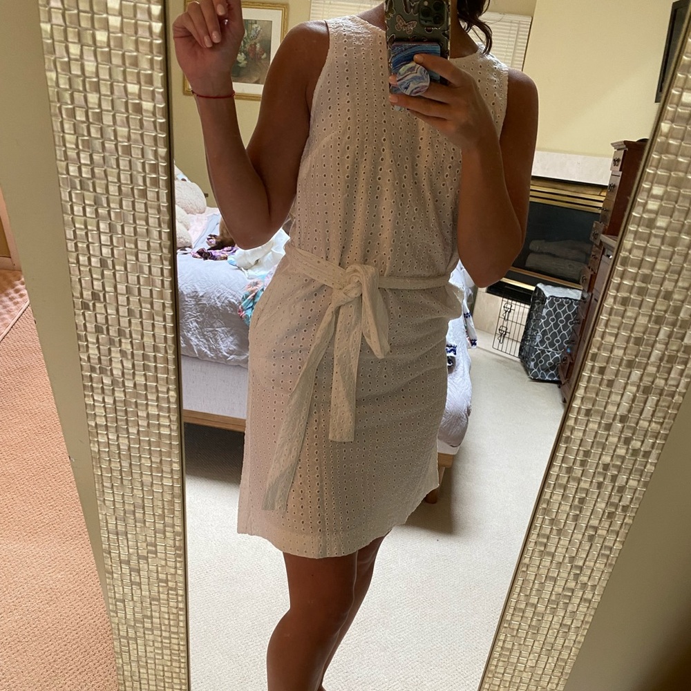 Banana republic eyelet shift dress with tie waist